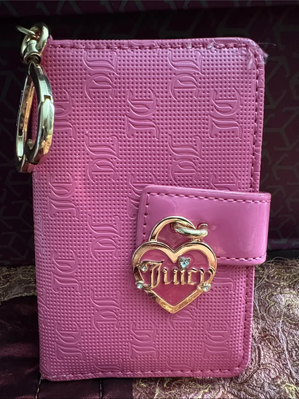 Juicy Couture Hot Pink Patent Heart Charm Key &‎ Card Holder